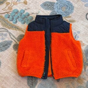 Janie and Jack 18-24 mo Orange and Navy Fleece Vest